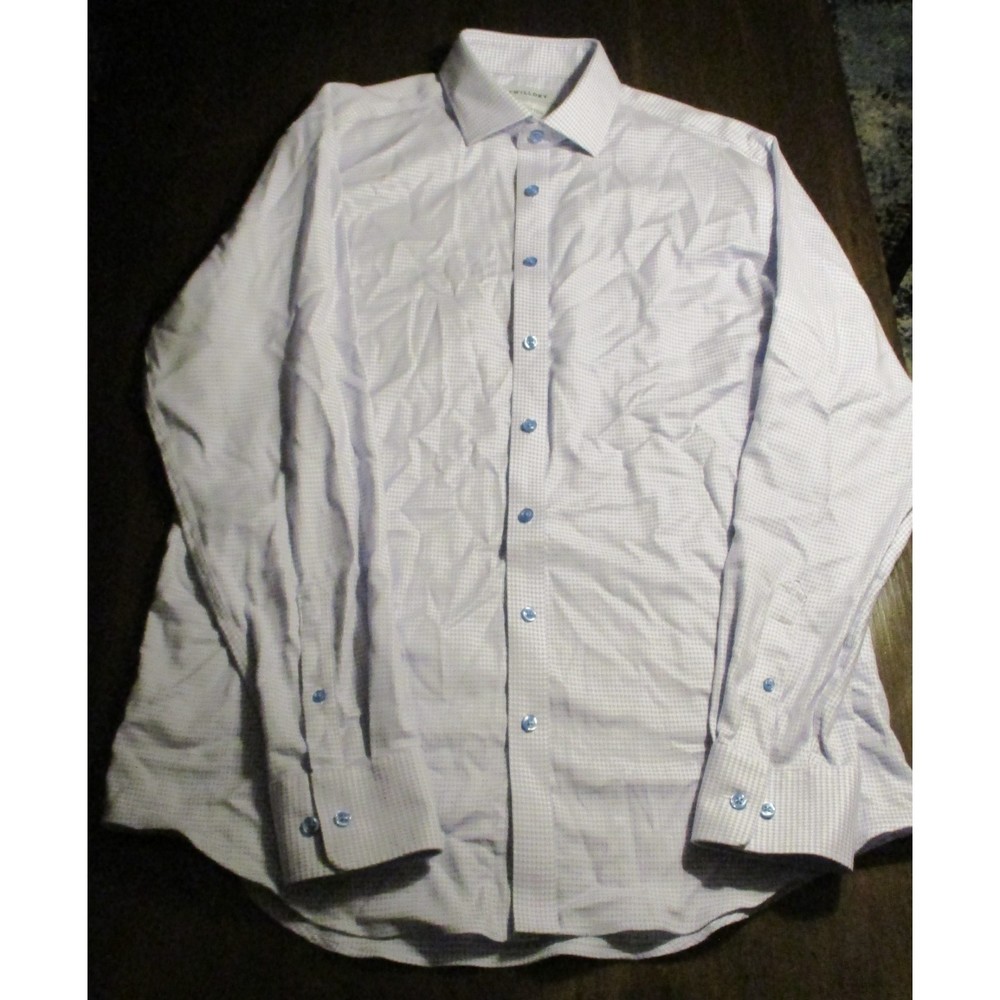 Twillory Mens Button Down Blue White Size 17 36/37 Trim Fit Safe Cotton